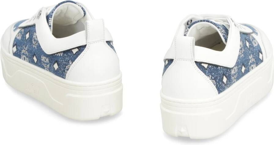 MCM Denim Platform Sneakers met Leren Details Blue Dames