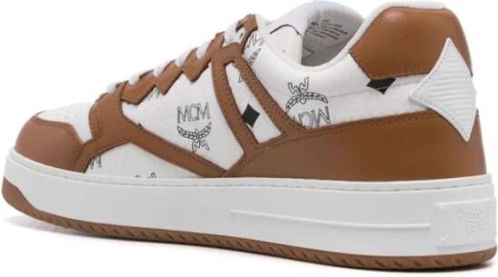 MCM Gestructureerde Leren Sneakers Bruin Brown Heren