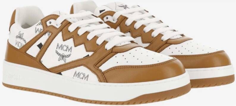 MCM Leren Sneakers Ronde Neus Vetersluiting Ontwerp Multicolor Heren