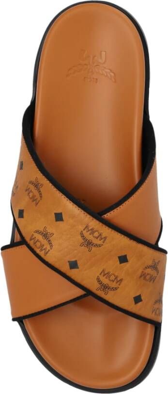 MCM Sloffen met logo Brown Dames