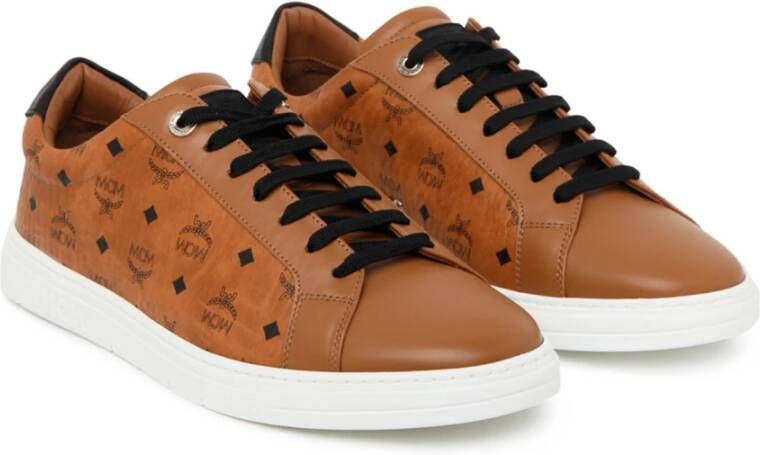 MCM Terrain Monogram Print Sneakers Bruin Heren