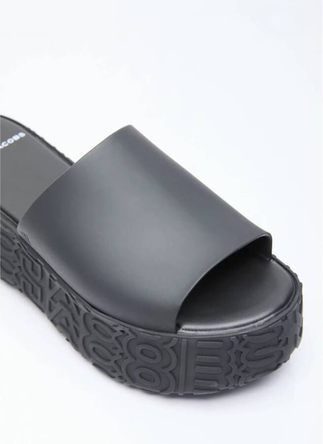 Melissa Geëmbosseerde PVC Platform Slides Black Dames