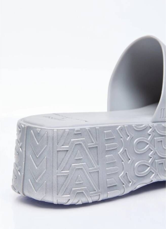 Melissa Geëmbosseerde PVC Platform Slides Gray Dames