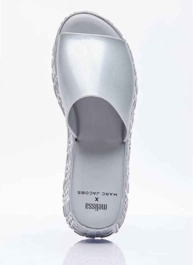 Melissa Geëmbosseerde PVC Platform Slides Gray Dames