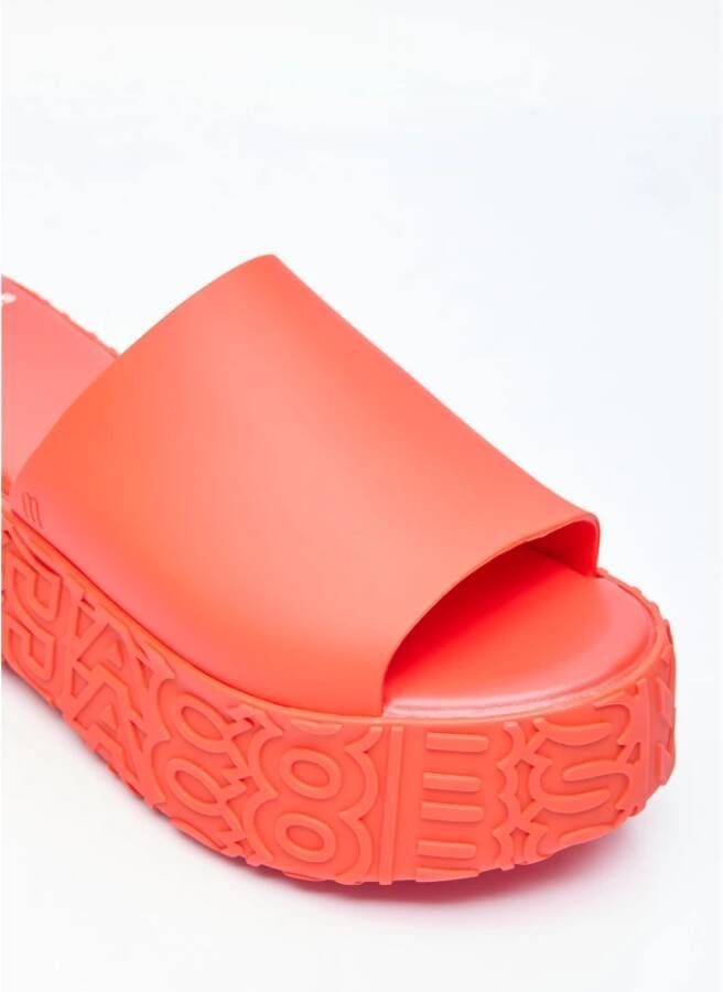 Melissa Geëmbosseerde PVC Platform Slides Orange Dames