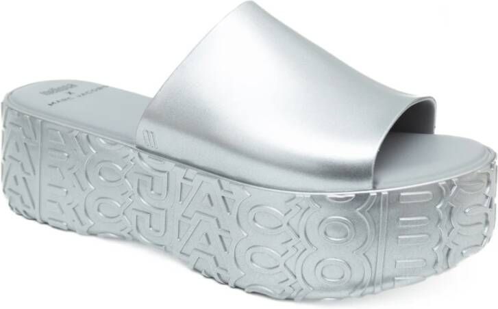 Melissa Zilveren Flatform Slides Becky + Marc Jacobs Gray Dames