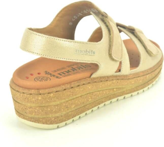 mephisto Bedrukte Kamelsandalen met Klittenbandsluiting Brown Dames