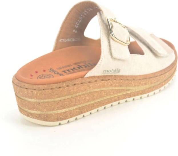 mephisto Beige Instap Sandalen met Velcro Straps Beige Dames