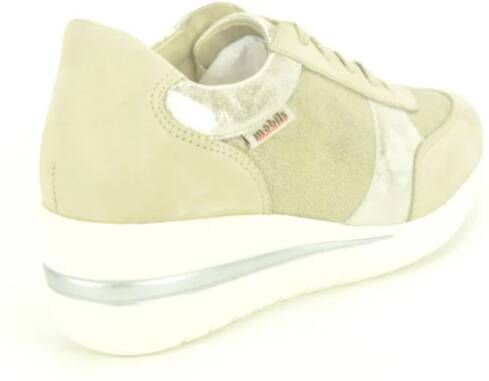 mephisto Beige Goud Stretch Sneakers Beige Dames