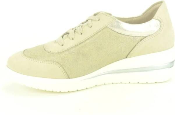 mephisto Beige Goud Stretch Sneakers Beige Dames