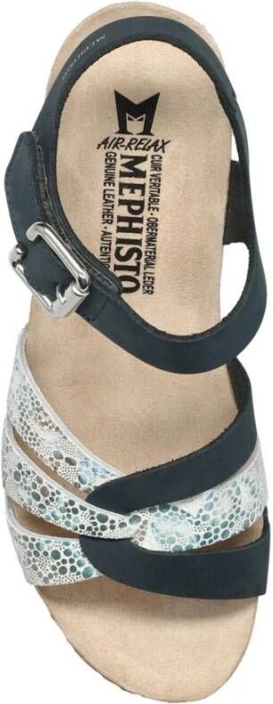 mephisto Blauwe damessandaal met klittenbandsluiting Multicolor Dames