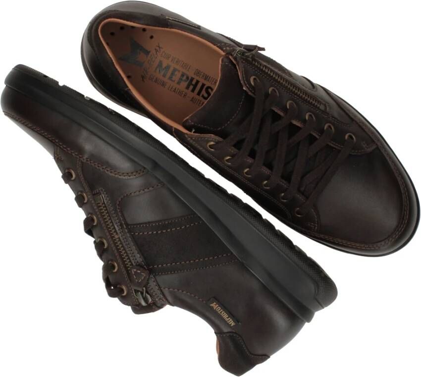 mephisto Bruine Leren Sneaker Comfortabel Stijlvol Brown Heren