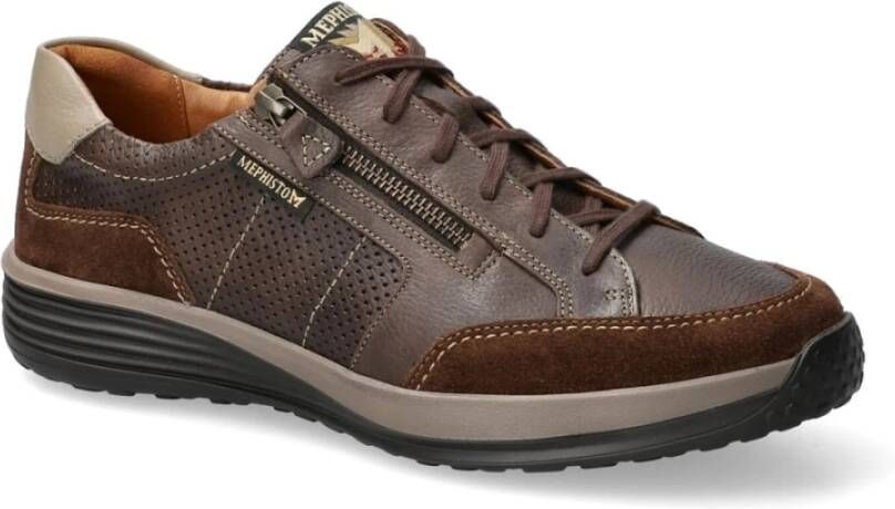 mephisto Bruine vetersneaker voor heren Brown Heren