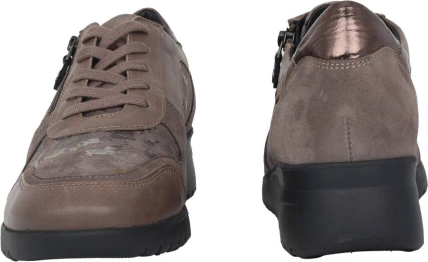 mephisto Comfortabele leren sneakers in Taupe Gray Dames