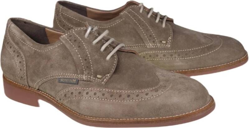 mephisto Donker Taupe Suède Veterschoen Beige Heren