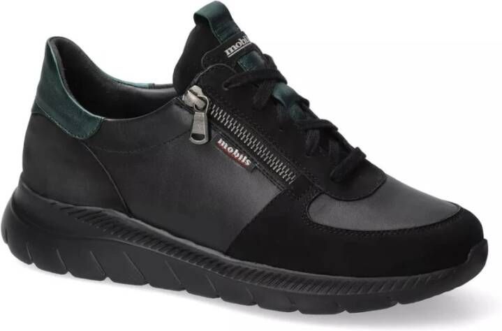 mephisto Ergonomische brede pasvorm damessneaker zwart Black Dames