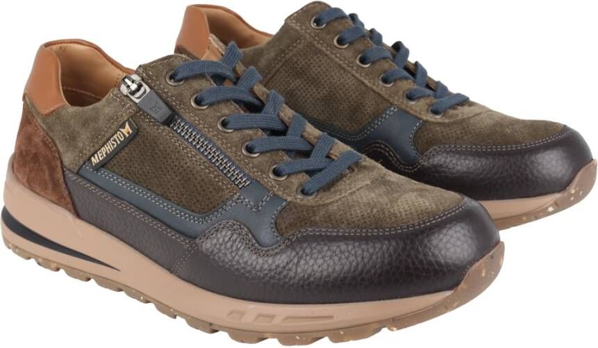 mephisto Groen Bruine Vetersneaker Multicolor Heren