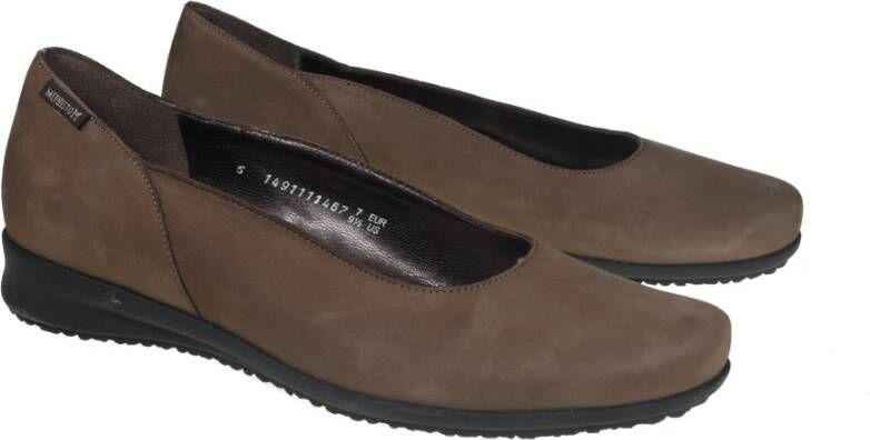 mephisto Nubuck Slip-On Ballerina Taupe Beige Dames