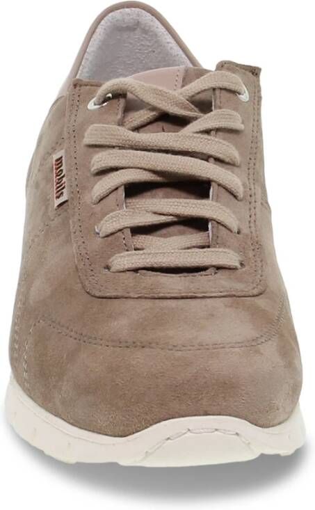 mephisto Platte schoen voor dames in nubuck en leer Bruin Dames