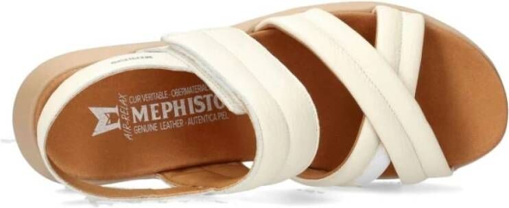 mephisto Sportieve Witte Sandaal Velcro Sluiting Beige Dames