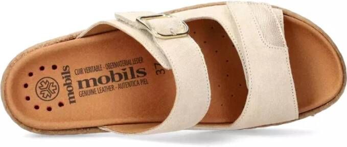 mephisto Taupe sandalen met brede pasvorm en klittenbandsluiting Beige Dames