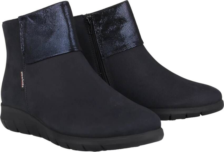 mephisto Warmgevoerde brede pasvorm enkellaars Blauw Blue Dames