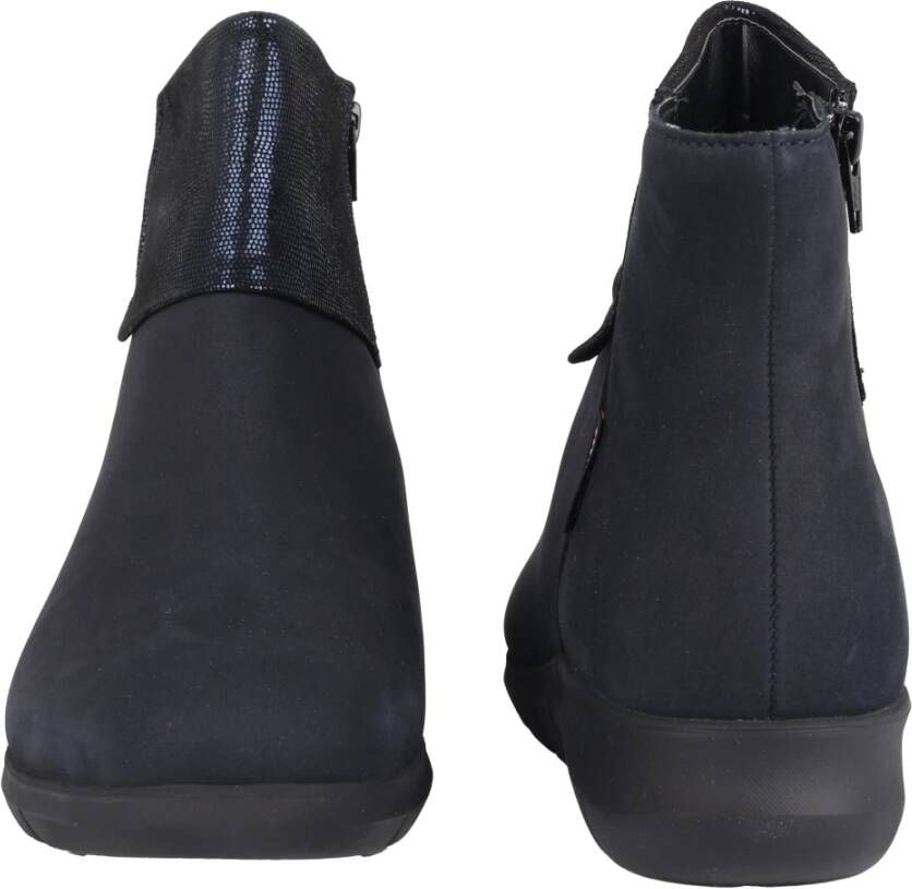 mephisto Warmgevoerde brede pasvorm enkellaars Blauw Blue Dames