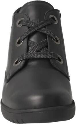 mephisto Zwarte leren dames enkellaarsjes Black Dames