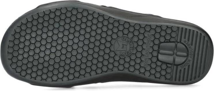 mephisto Zwarte Leren Slide Sandaal Black Heren