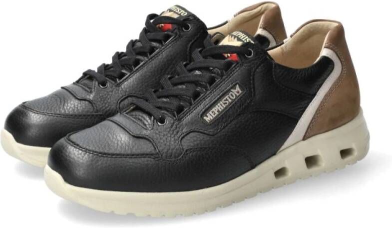 mephisto Zwarte vetersneaker voor heren Black Heren