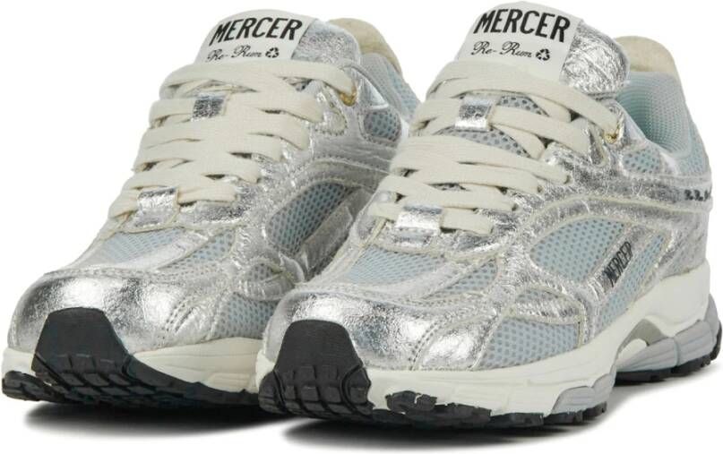 Mercer Amsterdam Zilveren Leren Sneakers Grijs Dames