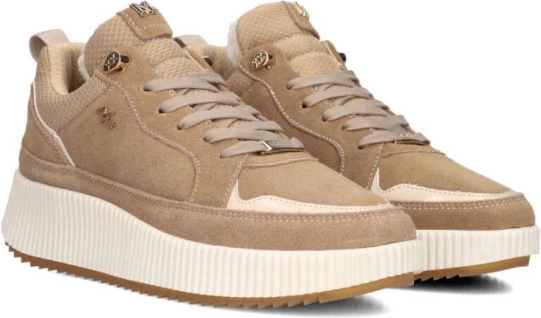 Mexx Beige Suède Lage Sneakers Beige Dames