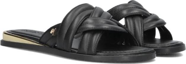 Mexx Twisted Strap Leather Slippers Black Dames