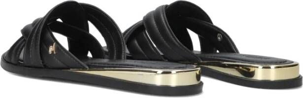 Mexx Twisted Strap Leather Slippers Black Dames