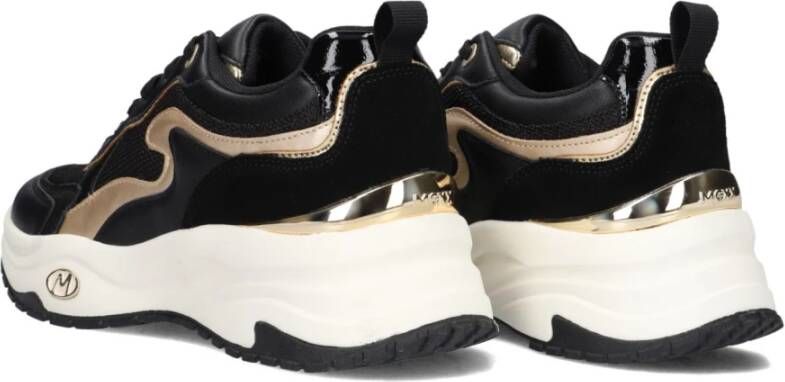 Mexx Zwarte en Gouden Lage Sneakers Black Dames