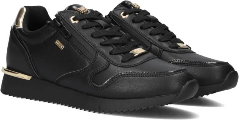 Mexx Zwarte Lage Sneakers met Gouden Accenten Black Dames