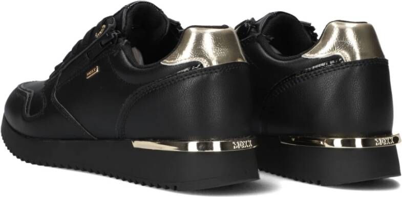 Mexx Zwarte Lage Sneakers met Gouden Accenten Black Dames