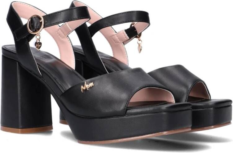 Mexx Zwarte Leren Sandalen Lauren Black Dames