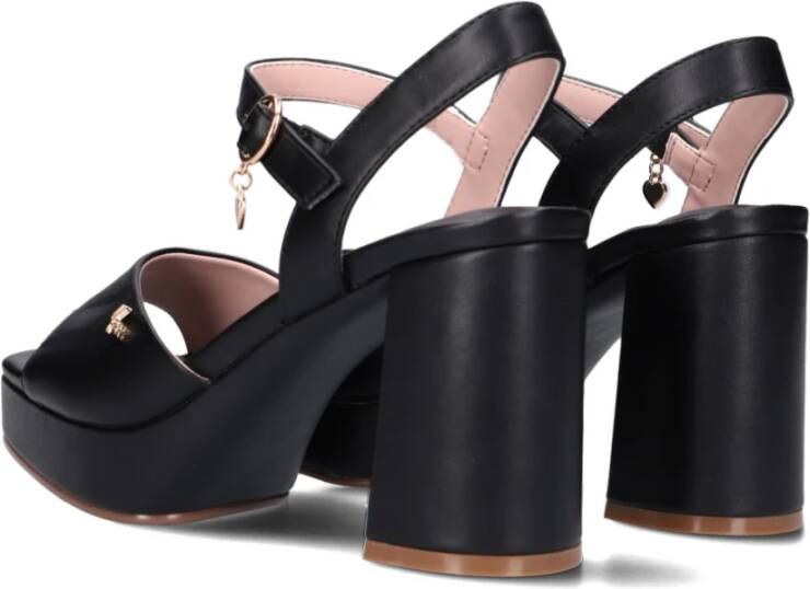 Mexx Zwarte Leren Sandalen Lauren Black Dames