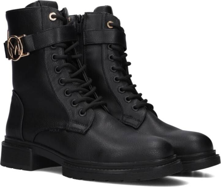 Mexx Zwarte leren veterschoenen Black Dames