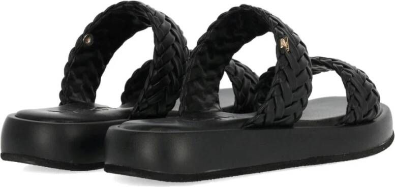 Mexx Zwarte platte sandalen voor vrouwen Black Dames
