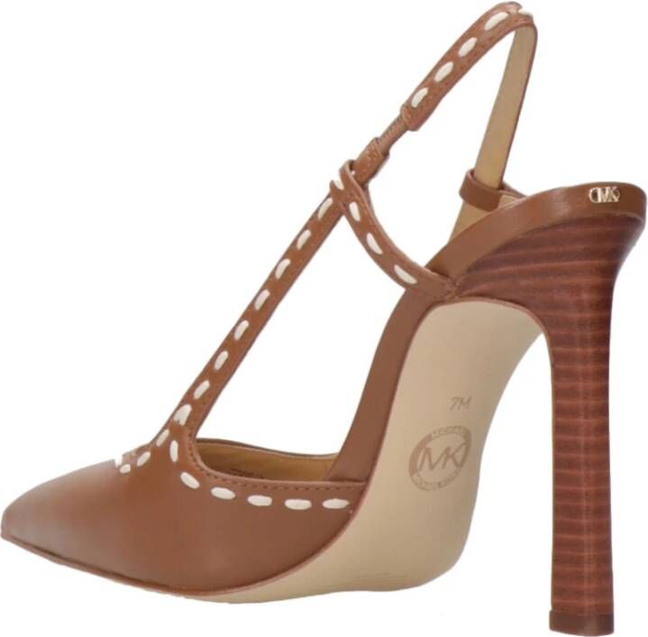 Michael Kors Alora High Sling Leren Pumps Bruin Brown Dames