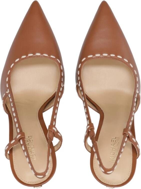 Michael Kors Alora High Sling Leren Pumps Bruin Brown Dames