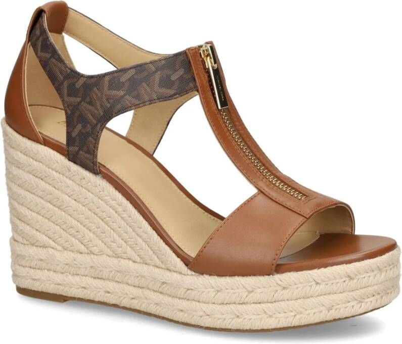 Michael Kors Bruin Leren Sleehak Sandalen Brown Dames