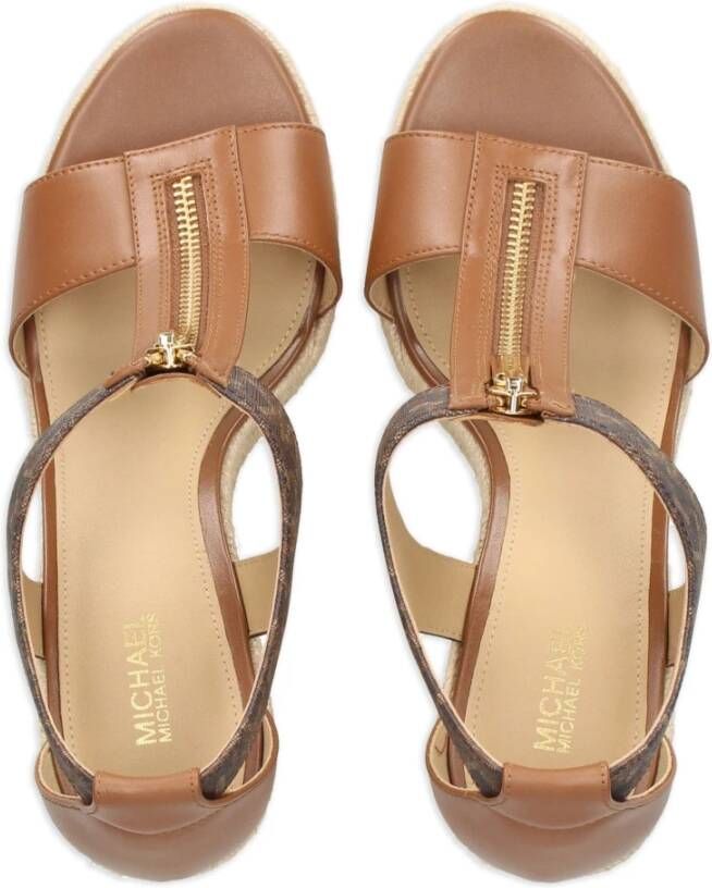 Michael Kors Bruin Leren Sleehak Sandalen Brown Dames