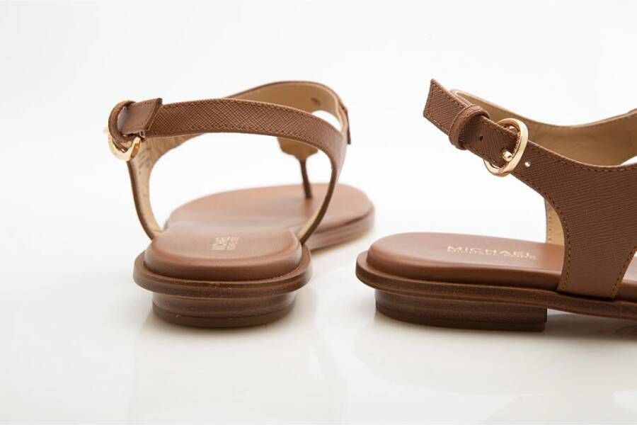 Michael Kors Bruine Thong Sandalen met Gouden Details Brown Dames