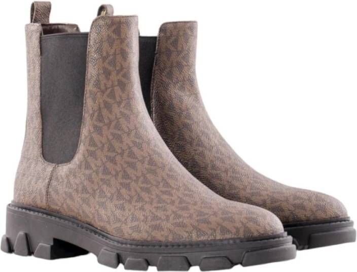 Michael Kors Chelsea Monogram Booties Verhoog Je Stijl Brown Dames