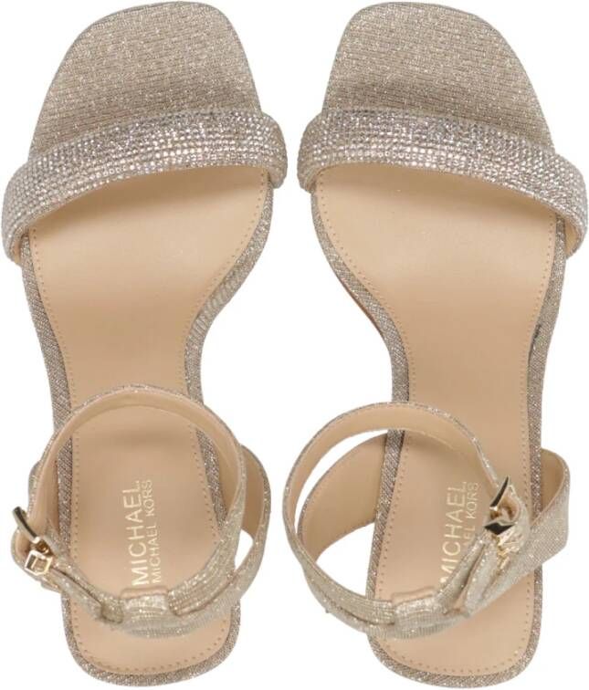 Michael Kors Glitter Mesh Sandalen met Logo Gesp Yellow Dames