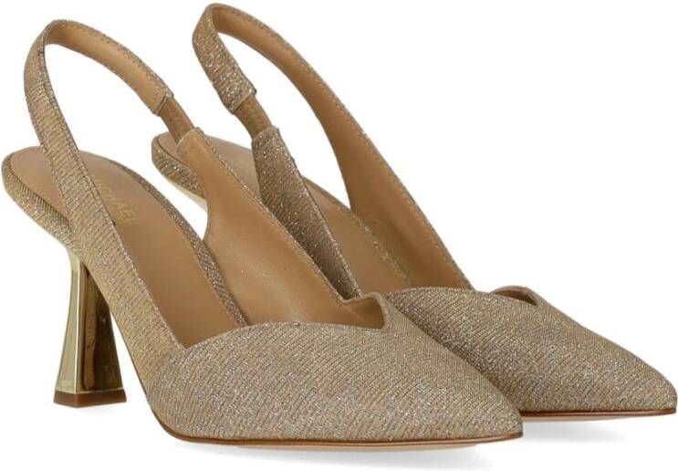 Michael Kors Kameel Slingback Pump met Metallic Mesh Beige Dames