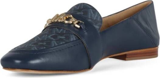 Michael Kors Leren Mocassins met Logo Plaque Blue Dames